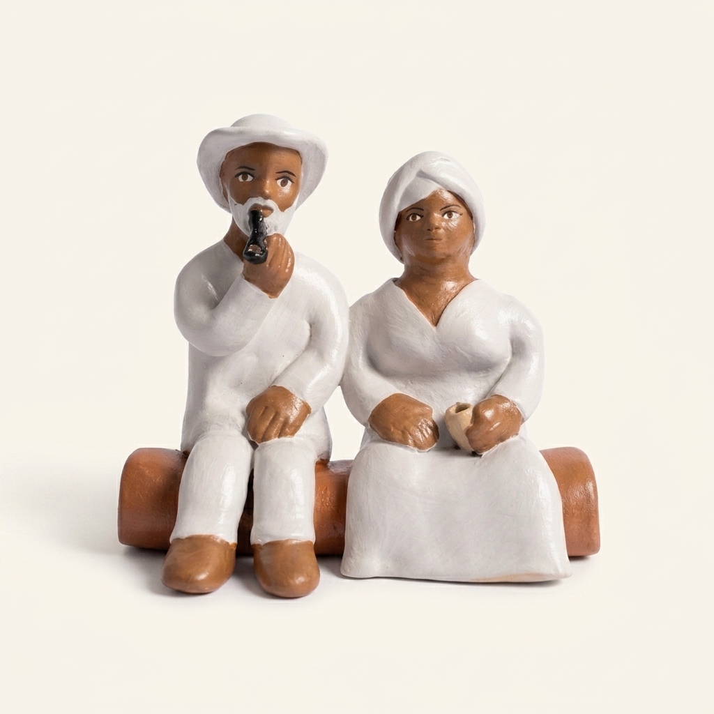 Casal de Pretos-Velhos em Cerâmica — foto 1 de 2